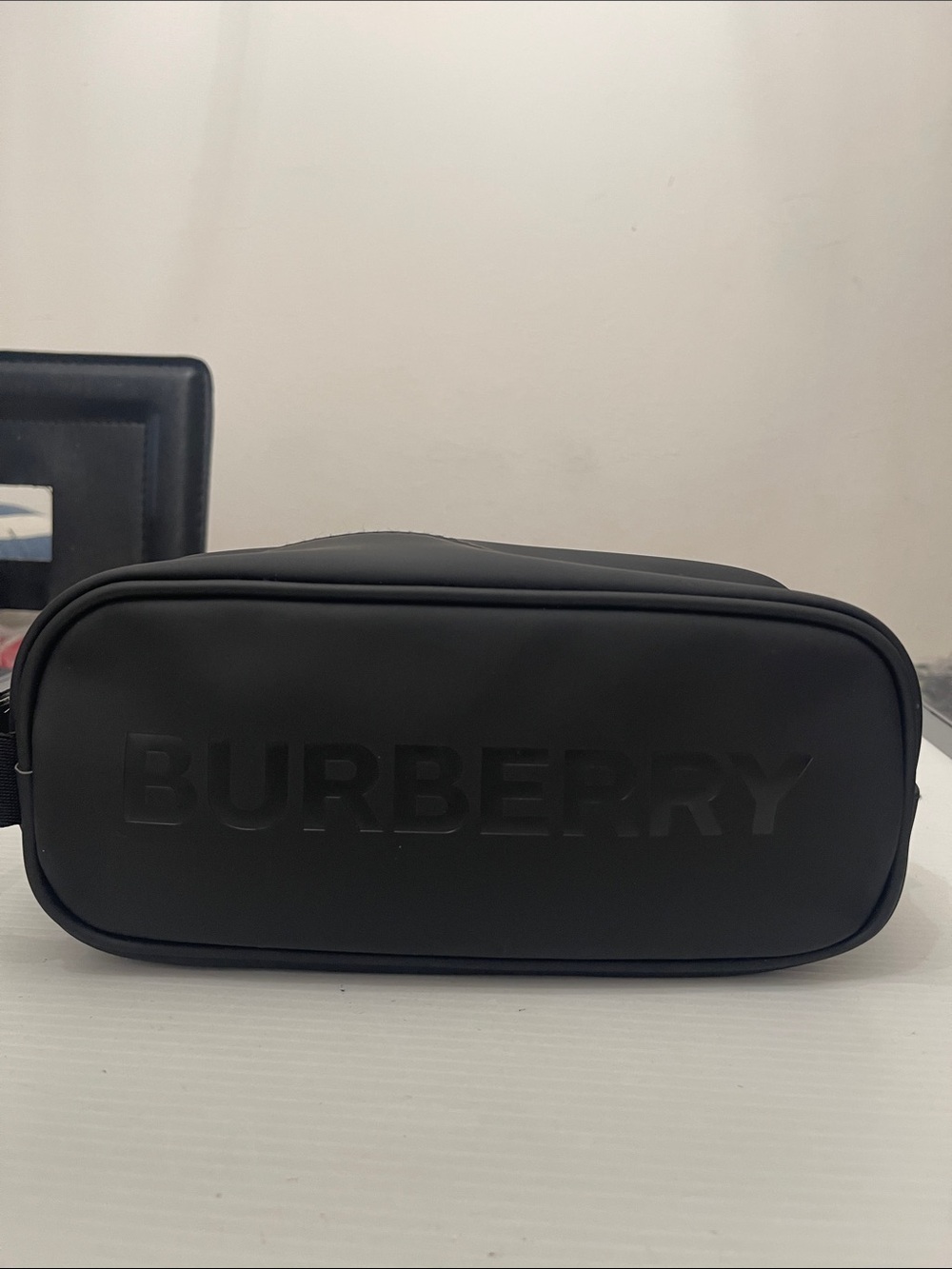 Burberry Black Embossed Logo Toiletry Bag Mens